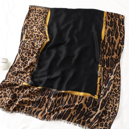 Men's And Women's Cotton Scarf Casual Leopard Print Long Gauze Scarf