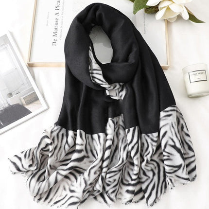 Men's And Women's Cotton Scarf Casual Leopard Print Long Gauze Scarf