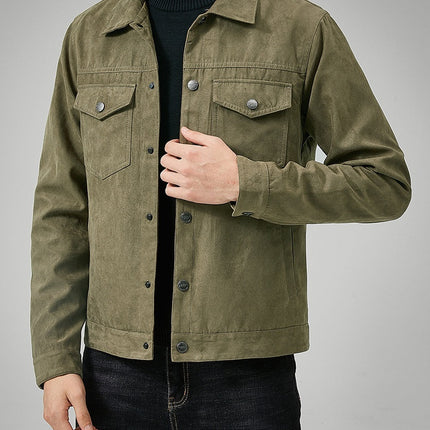 Men's Casual Suede Brushed Fabric Youth Fashion British Style Jacket