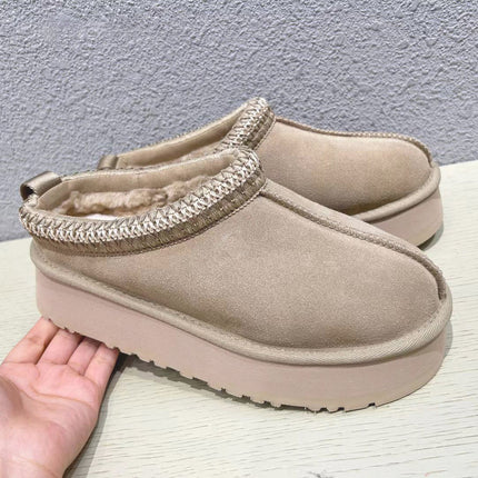 Thick Bottom Ethnic Style Woven Short Slip-on Casual Shoe Cotton Slippers Snow Boots